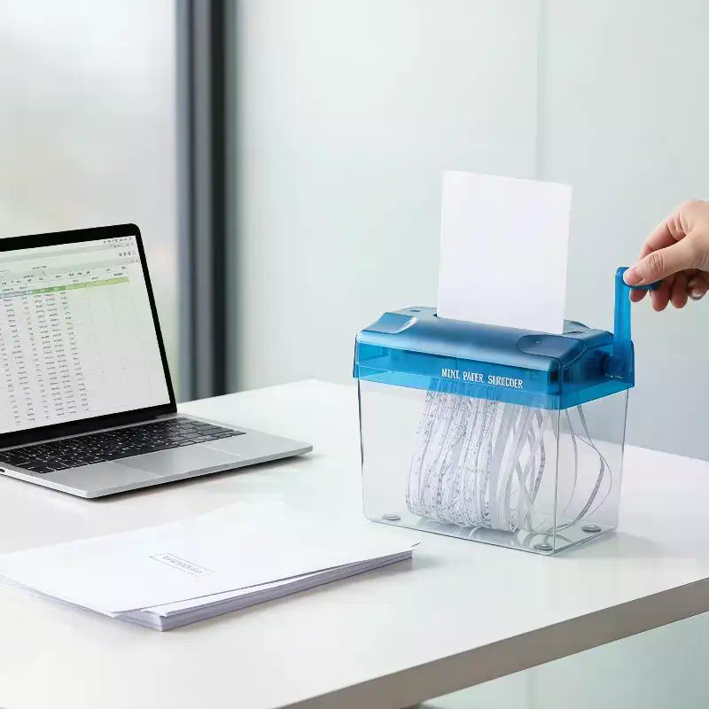 Home Office Paper Shredder - Portable Mini Manual Paper Shredder With