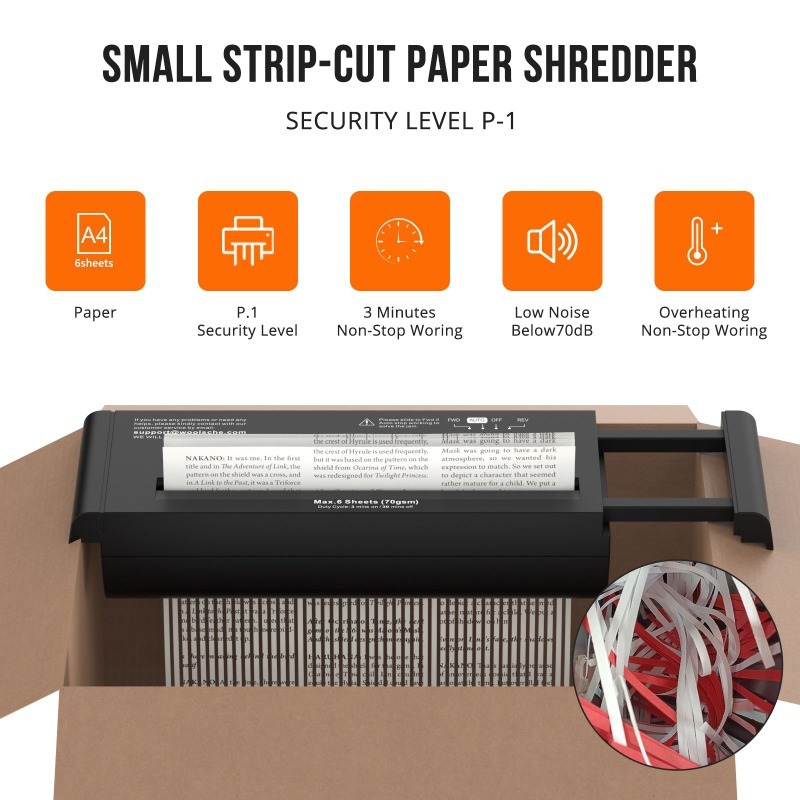 Home Office Paper Shredder - Manual Paper Shredder, Portable Hand Crank