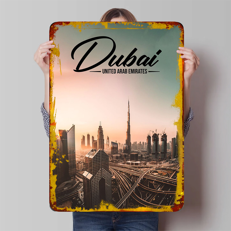 Dubai Cityscape Metal Wall Art - Home Office Dubai ulasan dan harga