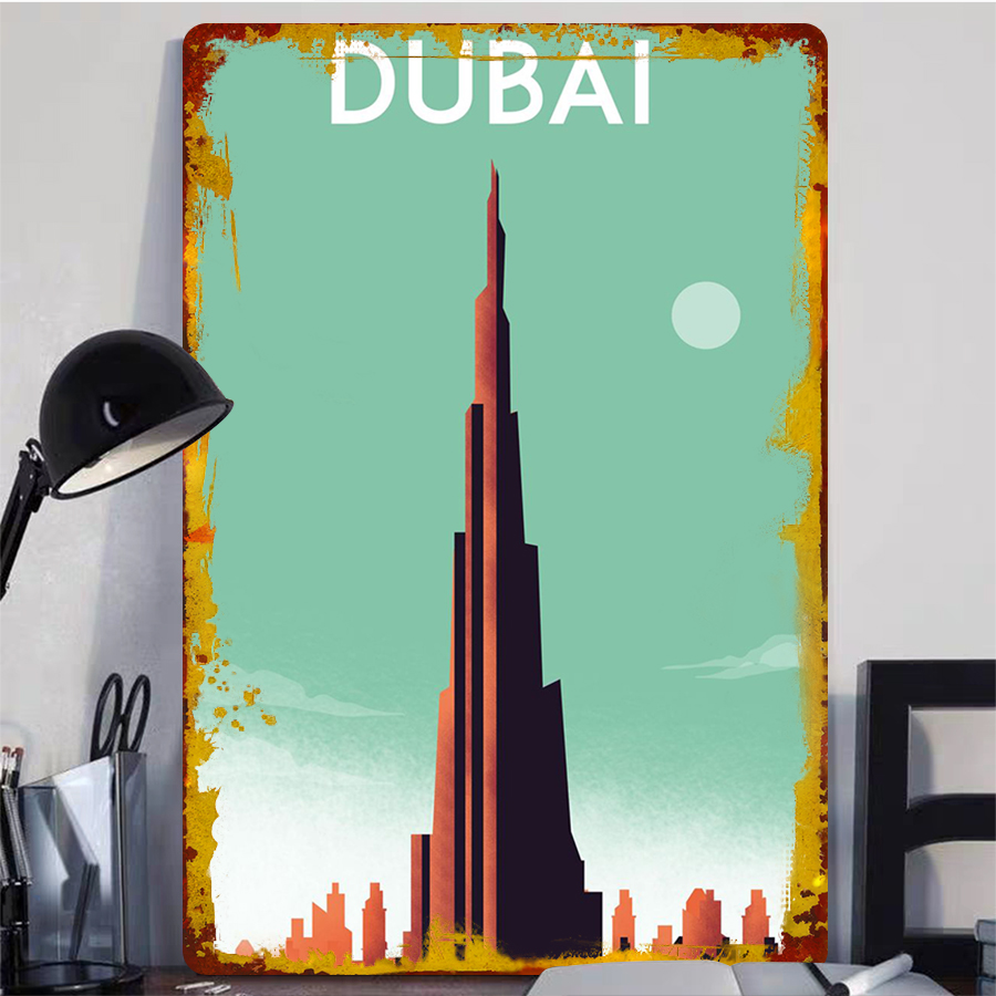 Dubai Skyline Metal Wall Art B - Home Office Dubai ulasan dan harga