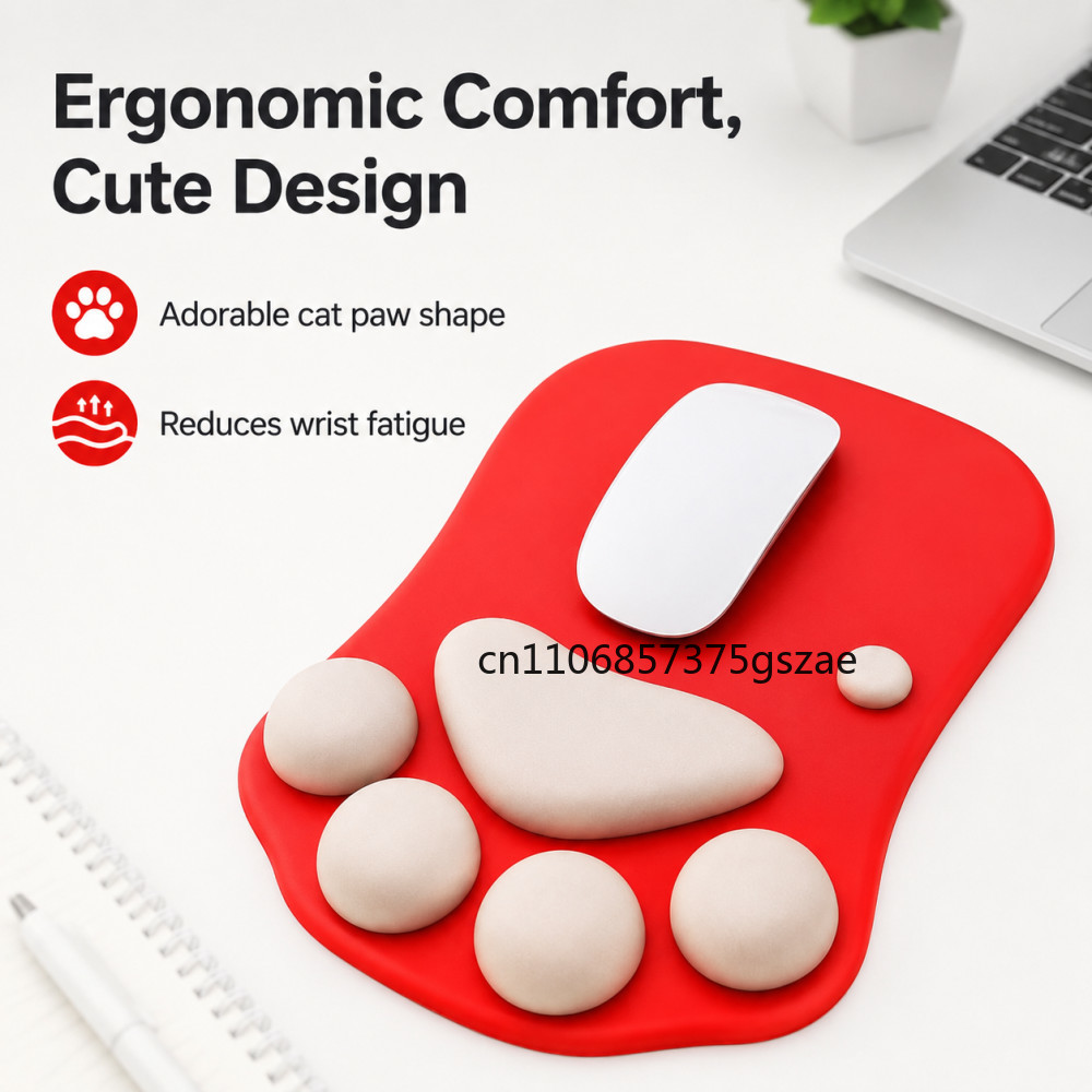 Cute 3D Cat Paw Mouse Pad Soft - Home Office For Mac ulasan dan harga