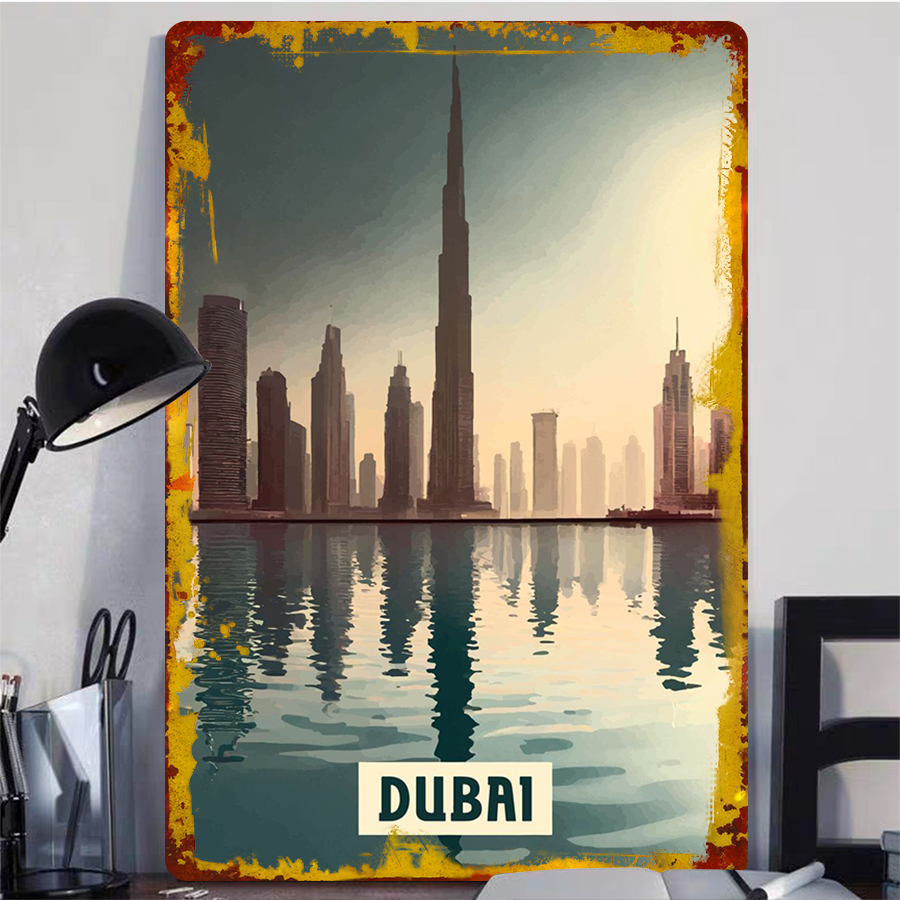 Dubai Skyline at Sunset Metal  - Home Office Dubai ulasan dan harga